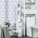 Coluna Casa de Banho com 2 Portas e 2 Prateleiras Armário Alto para Casa de Banho Estilo Moderno 15,2x29,8x118cm Branco