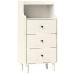 Cómoda com 3 Gavetas Cómoda de Quarto Estreita com Prateleiras Abertas Anti - Tombo Gaveteiro Alto 47x29x95 cm Branco Acinzentado