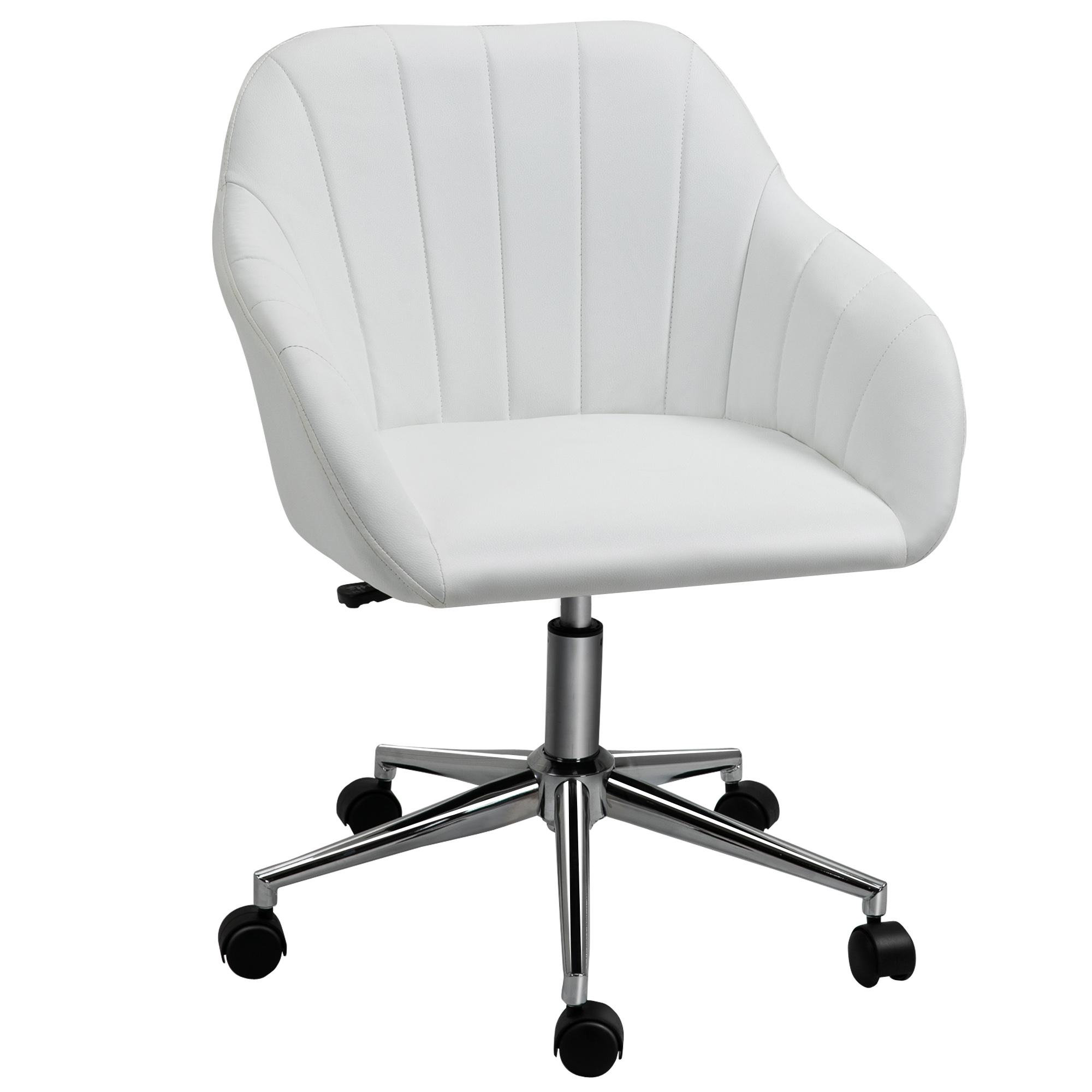 Cadeira de Escritório Operativa Giratória com Altura Ajustável Encosto e Apoio para os Braços 60x59x79 - 89cm Branco