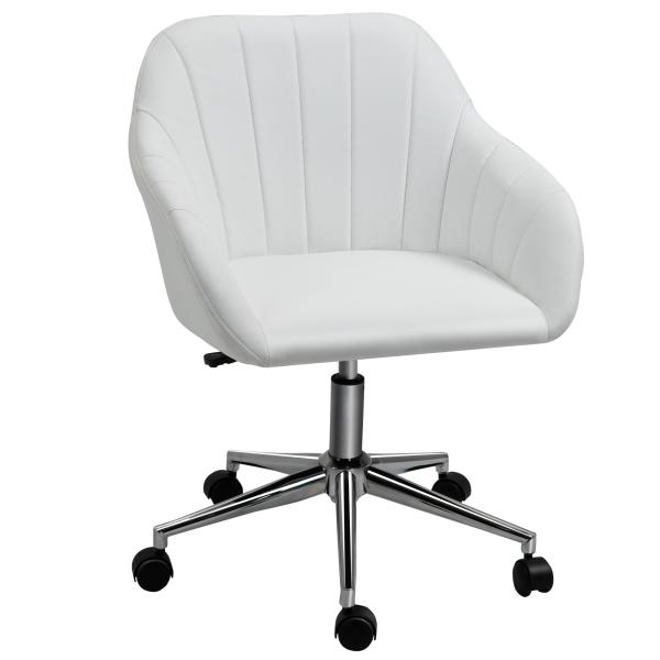 Cadeira de Escritório Operativa Giratória com Altura Ajustável Encosto e Apoio para os Braços 60x59x79 - 89cm Branco