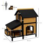 Casa para Gatos de Madeira com Suporte para Flores de 2 Níveis e Teto Asfáltico 96x65x85,5 cm Madeira e Preto