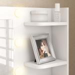 Toucador de Maquilhagem com Luzes LED Banco Espelho 10 Lâmpadas Gaveta Prateleiras e Compartimentos Branco