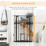 Barreira de Segurança para Cães com Porta Pequena Fechamento Automático e Sistema Duplo de Bloqueio 74 - 101x104,1 cm Preto