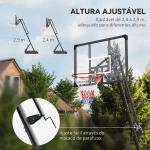 Cesta de Basquetebol Ajustável 236 - 293 cm com Rodas Painel de PC Base Recarregável para Exterior Preto