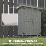 Armário de Jardim de Madeira 75x40x90 cm Armário para Armazenamento de Ferramentas com 4 Prateleiras 2 Portas Cinzento