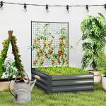 Caixa de Plantio de Aço Galvanizado com Treliça para Plantas Trepadeiras e Fundo Aberto 80x115x125 cm Cinza Escuro