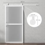 Ferragem para Porta de Correr Kit de Acessórios para Porta Corredeira com 2 Trilhos de Aço de Carbono 200x40x0,6 cm Branco