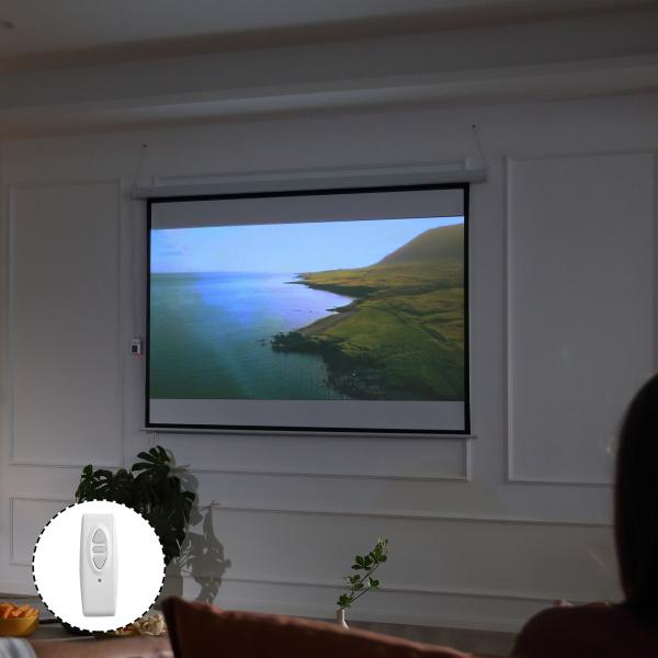 Tela de Projeção Elétrica Portátil Universal100" 4:3 com Controlo Remoto Suspensa na Parede 203x152 cm Branco