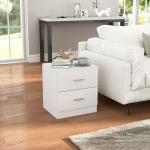 Mesa de Cabeceira Moderna Mesinha de Cabeceira com 2 Gavetas para Sala Quarto Capacidade 30 kg 45x39,5x49 cm Branco