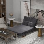 Sofá Cama Sofá Convertível em Cama de 2 Lugares Dobrável com Encosto Ajustável em 5 Níveis e 2 Almofadas 102x73x81 cm Cinza