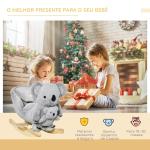 Baloiço Infantil com Forma de Coala com Fantoche para Bebés 18 - 36 Meses com Som Cinto de Segurança e Apoio para os Pés 60x33x50cm Cinza