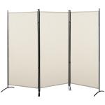 Biombo de 3 Paineis Separador de Ambientes Dobrável Biombo de Privacidade com 6 Pés de Metal 253x50x182 cm Bege