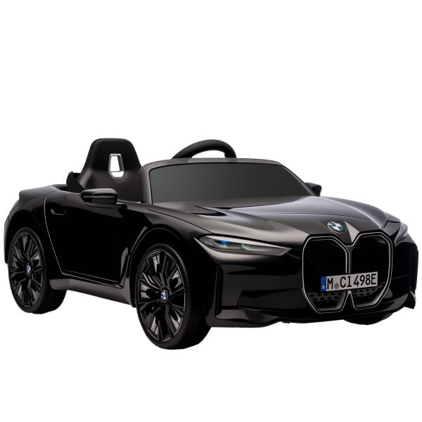 Carro Elétrico para Crianças BMW i4 12V com Controlo Remoto Música MP3 Ecrã Luzes e Cinto de Segurança 115x67x45 cm Preto