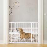 Barreira de Segurança para Animais de Estimação Extensível para Escadas e Portas Barreira de Segurança para Cães 76 - 107x76 cm Branco