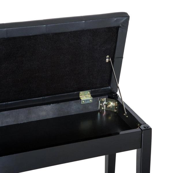 Banco de Piano Banco para Piano com Espaço de Armazenamento Assento de Couro Sintético Acolchoado76x36x50cm Preto