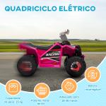 Quadriciclo Elétrico para Crianças Veículo Elétrico a Bateria de 6V com Velocidade de 2,5 km/h 70x41,5x48,5 cm Rosa