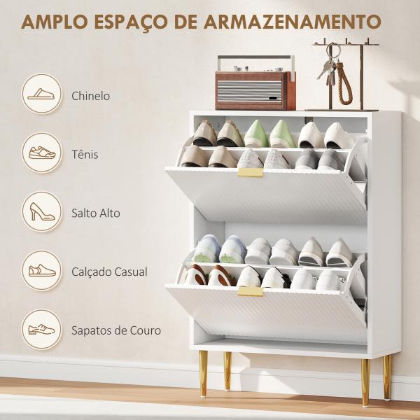 Sapateira Estreita Sapateira para Entrada com Prateleiras Ajustáveis para 12 Pares de Sapatos 60x24x91,5 cm Branco