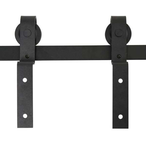 Conjunto de ferragens para porta deslizante dupla Suporta 90 kg 200 cm de comprimento Preto