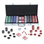 Mala de Poker Profissional com 500 Fichas Jogo de Poker com Mala de Alumínio 5 Dados 2 Baralhos de Cartas e 1 Ficha de Dealer 55,5x22x6,5cm Multicor
