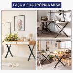 Conjunto de 2 Pés para Mesa Estilo Industrial 80x72cm em Forma de X Pés para Móveis de Aço com Protetores e Parafusos de Montagem Incluídos Preto