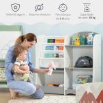Organizador de Brinquedos Estante para Crianças com Prateleiras Abertas para Dormitório Sala de Jogos 85x26x84 cm Cinza