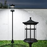 2 Candeeiros Solares de Exterior com Painel Solar Acendimento Automático Impermeável IP44 23,5x23,2x184 cm Preto