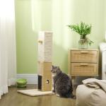 Poste Arranhador para Gatos 79 cm Arranhador para Gatos com Bola Suspensa e Poste de Juta 59,5x39x79 cm Creme e Bege