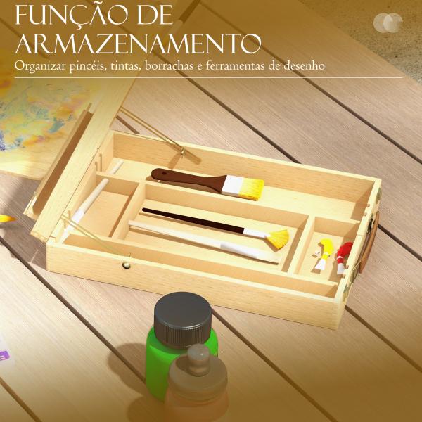 Cavalete de Mesa Ajustável em Madeira de Faia com 5 Compartimentos Prancha de Desenho e Esboços Dobrável 27x41,5x42,5 - 74,5 cm Madeira