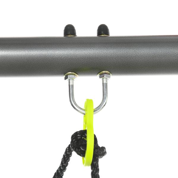 Conjunto de Baloiços Infantil com 2 Baloiços Baloiço Duplo e Estrutura de Aço para Crianças de 3 - 8 Anos 355x184x186 cm Verde