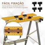 Banco de Trabalho Dobrável 4 em 1 Mesa de Trabalho com 4 Prensas 2 Manivelas 62,5x60,5x78,5 cm Madeira e Cinzento