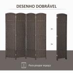 Biombo de 4 Painéis Separador de Ambientes Dobrável 160x170 cm para Sala de Estar Dormitório Escritório Marrom