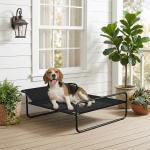 Cama Elevada para Cães Respirável para Cães Pequenos 91x69x29 cm Tecido de Textilene Apoio de Cabeça Preto