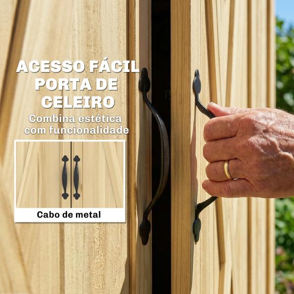 Armário de Jardim em Madeira 93x53x168 cm Armário Exterior para Ferramentas com Portas Trancáveis 4 Prateleiras Madeira