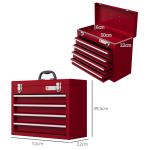 Caixa de Ferramentas de Aço com 2 Gavetas Fechaduras Metálicas Mala de Ferramentas Portátil 51x22x39,5 cm Vermelho