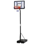 Tabela de Basquetebol Portátil Ajustável em Altura com Base Recarregável para Crianças e Adultos 86x165x302 - 352 cm Preto
