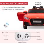 Carro Elétrico Audi TT para Crianças acima de 3 Anos com Controlo Remoto Música e Luzes Bateria 12V 102x60x44 cm Vermelho