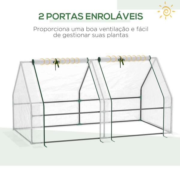 Estufa de Jardim 180x90x90 cm Tipo Casa Tubo de Aço com 2 Acessos Estufa Pequena para Cultivo de Plantas Branco