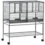 Gaiola de pássaro pequeno com 2 bandejas 4 alimentadores 4 poleiros 95x45,5x102 cm