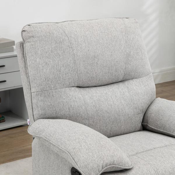 Poltrona Reclinável de Sala de Estar Poltrona Relax Reclinável Manual com Apoio para os Pés 89x98x101 cm Cinza