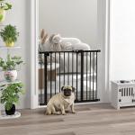 Barreira de Segurança de Cães para Escadas e Portas 74 - 94 cm com 1 Extensão Fechamento Automático e Sistema de Duplo Bloqueio Aço Preto