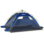 Tenda de Praia Dobrável Tenda de Campismo Pop - up para 1 - 2 Pessoas com Bolsa de Transporte 220x173x120 cm Azul Escuro