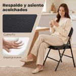 Conjunto de 4 Cadeiras Dobráveis com Encosto e Estrutura de Aço para Sala de Estar escritório Estúdio 45x46x78 cm Preto