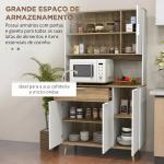 Armário de Cozinha Alto com 4 Portas, Prateleiras Ajustáveis, Gaveta e Compartimentos Abertos, 98x39x180 cm, Branco e Natural