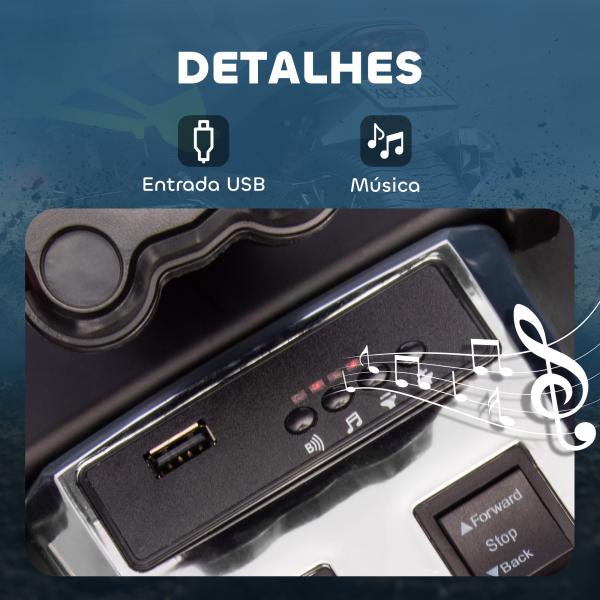 Quadricilo Elétrico para Crianças 12V com 2 Motores Velocidade até 5 km/h 3 Rodas Faróis Buzina Música 113x74x63 cm Verde