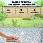 Conjunto de Mesa e Cadeiras de Jardim de 8 Peças com Chapéu de Sol 6 Cadeiras Dobráveis e Mesa de Vidro Cinza