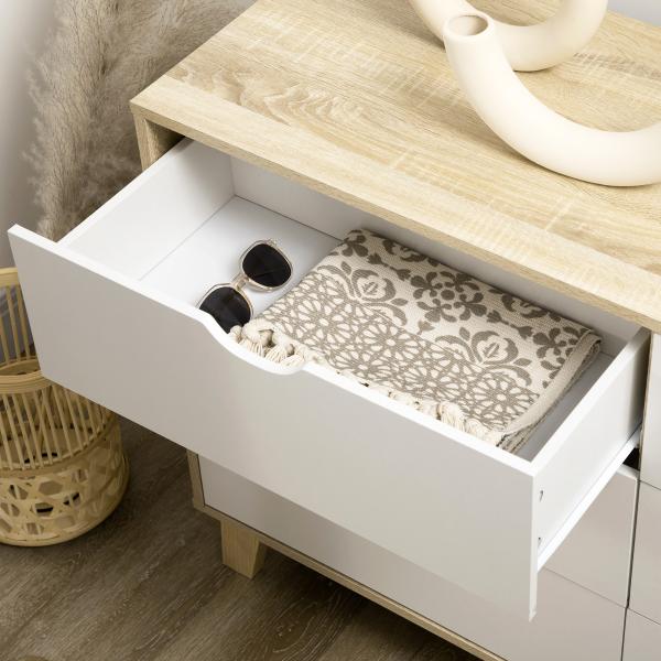 Cómoda com 6 Gavetas e Pés Elevados Cómoda para Dormitório Estilo Moderno Anti - Tombo 120x40x76cm Madeira e Branco