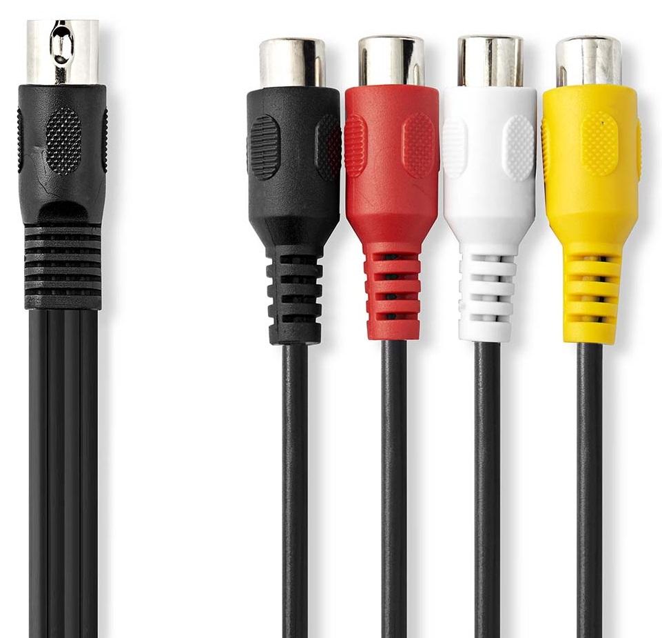 Cabo DIN 5 Pinos Macho - 4x RCA Fêmea (20cm)