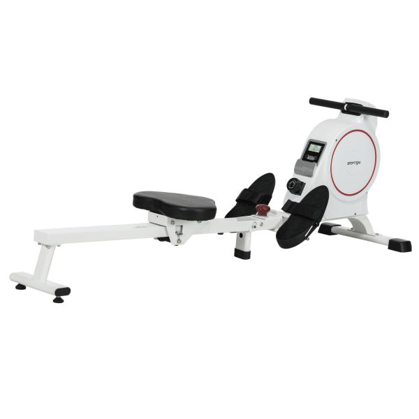 Máquina de Remo Dobrável com Resistência de 8 Níveis Ecrã LCD e 2 Rodas de Transporte 180x48x60 cm Branco