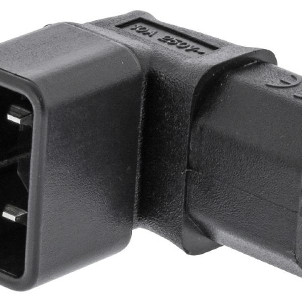 Ficha Alimentação Adaptadora Tripolar 90º Macho (IEC - 320 - C14) - Fêmea (IEC - 320 - C13)