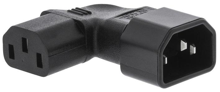 Ficha Alimentação Adaptadora Tripolar 90º Macho (IEC - 320 - C14) - Fêmea (IEC - 320 - C13)